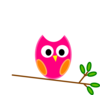 Pink Orange Owl Clip Art