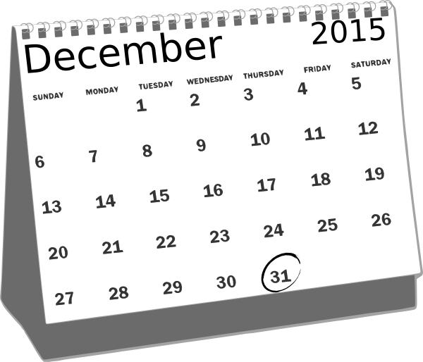 december calendar clipart black and white