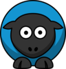 Sheep - Blue On Black  Clip Art