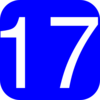 Blue, Rounded, Square With Number 17 Clip Art