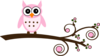 Pink Owl On Branch Clip Art