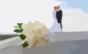Bride And Groom With Flowers Powerpoint Backgrounds Clip Art