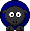 Sheep Looking Straight Dark Blue Clip Art