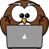 Owl Using A Laptop Clip Art