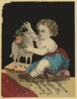Kid Playing With Sheep Doll Clip Art