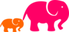 Pink ^ Organge  Elephants Clip Art