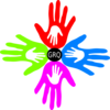 Four Colored Hands Grq Clip Art