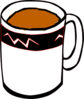 Tea Mug In White, Black And Red Clip Art
