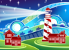 Seaside Town With Lighthouse Clip Art