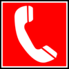 White Telephone With Red Background Clip Art