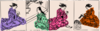 Four Kimono Ladies  Clip Art