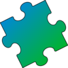 Blue Green Puzzle Piece - Small Clip Art