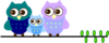 Owl Family On Branch Clip Art