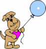 Dog Holding Blue Balloon Clip Art