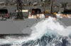 Sailors Aboard The Fast Combat Support Ship Uss Sacramento (aoe 1) Work To Maintain Control Of The Lines In High Winds And Heavy Seas During An Underway Replenishment (unrep) Clip Art