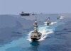 Constellation Steams Through The Ocean With Ships In Its Battle Group Clip Art
