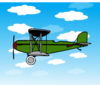 Green Biplane In Clouds Clip Art
