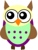 Purple Green Brown Owl Clip Art