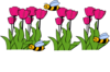 Bees On Tulips  Clip Art