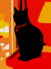 Black Cat On Tower In Living Room Crop Vector Colour Contrast Enhance Revector Clip Art