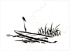 Black And White Bird Among The Reeds Clip Art
