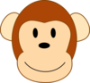 Thinner Smiling Brown Monkey Head, Brown Border Clip Art