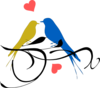 Birds On A Branch Blue And Yellow Clip Art