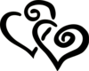 Black Interlocked Hearts Clip Art