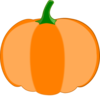Orange Pumpkin, Green Stem Clip Art