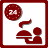 Hotel Icon 24 Hour Room Service Clip Art - Red Clip Art