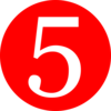 Red, Rounded,with Number 5 Clip Art