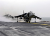 An Av-8b Harrier Jump Jet Assigned To The  Tigers  Of Marine Attack Squadron Five Four Two (vma-542) Prepares To Takes Off From The Flight Deck Of The Amphibious Assault Ship Uss Bataan (lhd 5). Image