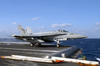 F/a-18 Hornet Makes A Catapult Launch From Uss Kitty Hawk. Image
