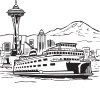 Space Needle And Ferry Clip Art