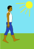 Man Walking Sunny Day Clip Art