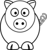 Cartoon Pig Black And White Clip Art