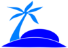 Blue Palm Tree Beach W/sun Clip Art