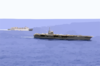 The U.s. Navy  Nuclear Powered Aircraft Carrier Uss Nimitz (cvn 68) And The Fast Combat Support Ship Uss Bridge (aoe 10) Underway While In The Pacific Ocean Clip Art