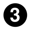 White Numeral  3  Centered Inside Black Circle Clip Art