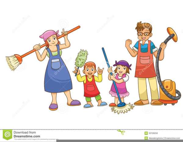 children doing chores clipart