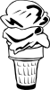 Ice Cream Cone (2 Scoop) (b And W) Clip Art