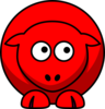 Sheep Red Looking Up To Left Clip Art